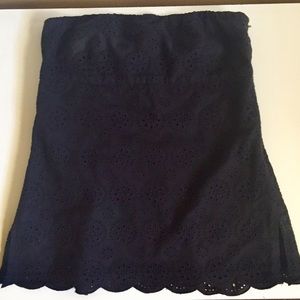Jcrew Black Strapless Eyelet Top